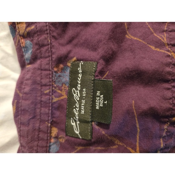Eddie Bauer Women's Long Sleeve Button Up Shirt Floral Purple Large - Picture 6 of 6